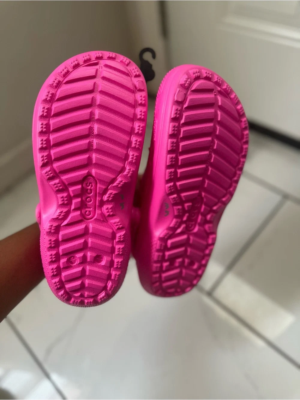 CROCS Kids Bright Pink Fuzzy-Lined Clogs with Charm Pins